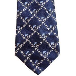 Lanvin Mens Navy Floral Necktie Quiet Luxury Preppy core Pattern core